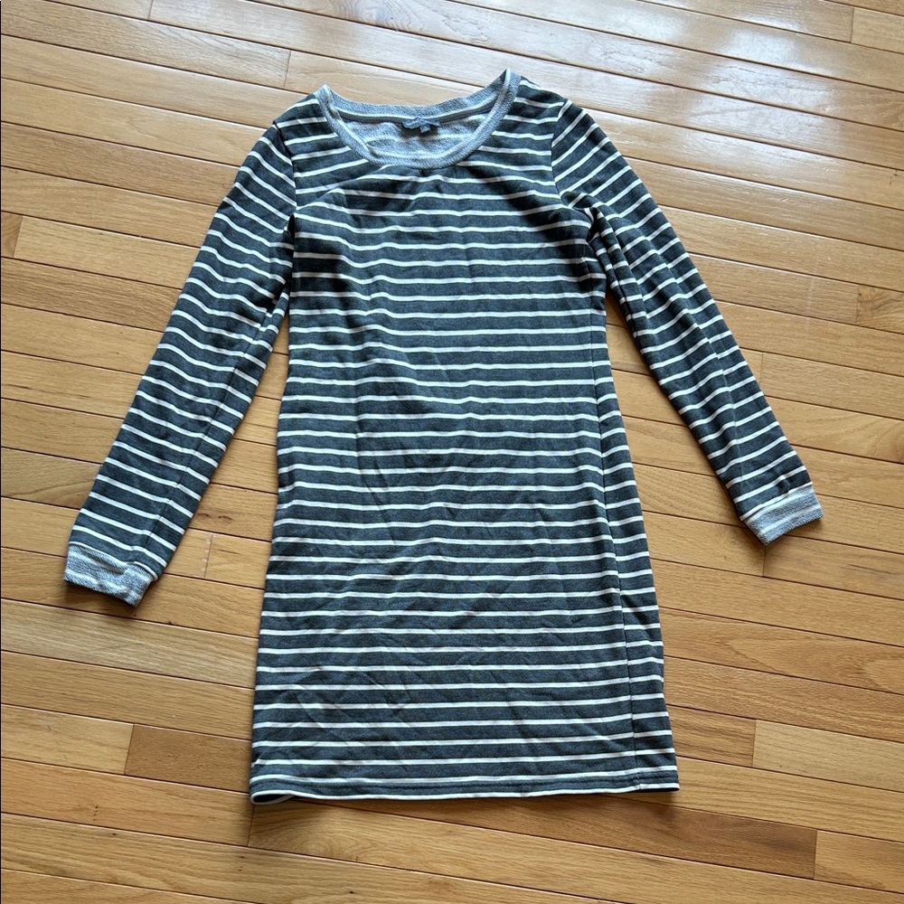 Striped Long Sleeve Sweatshirt Dress